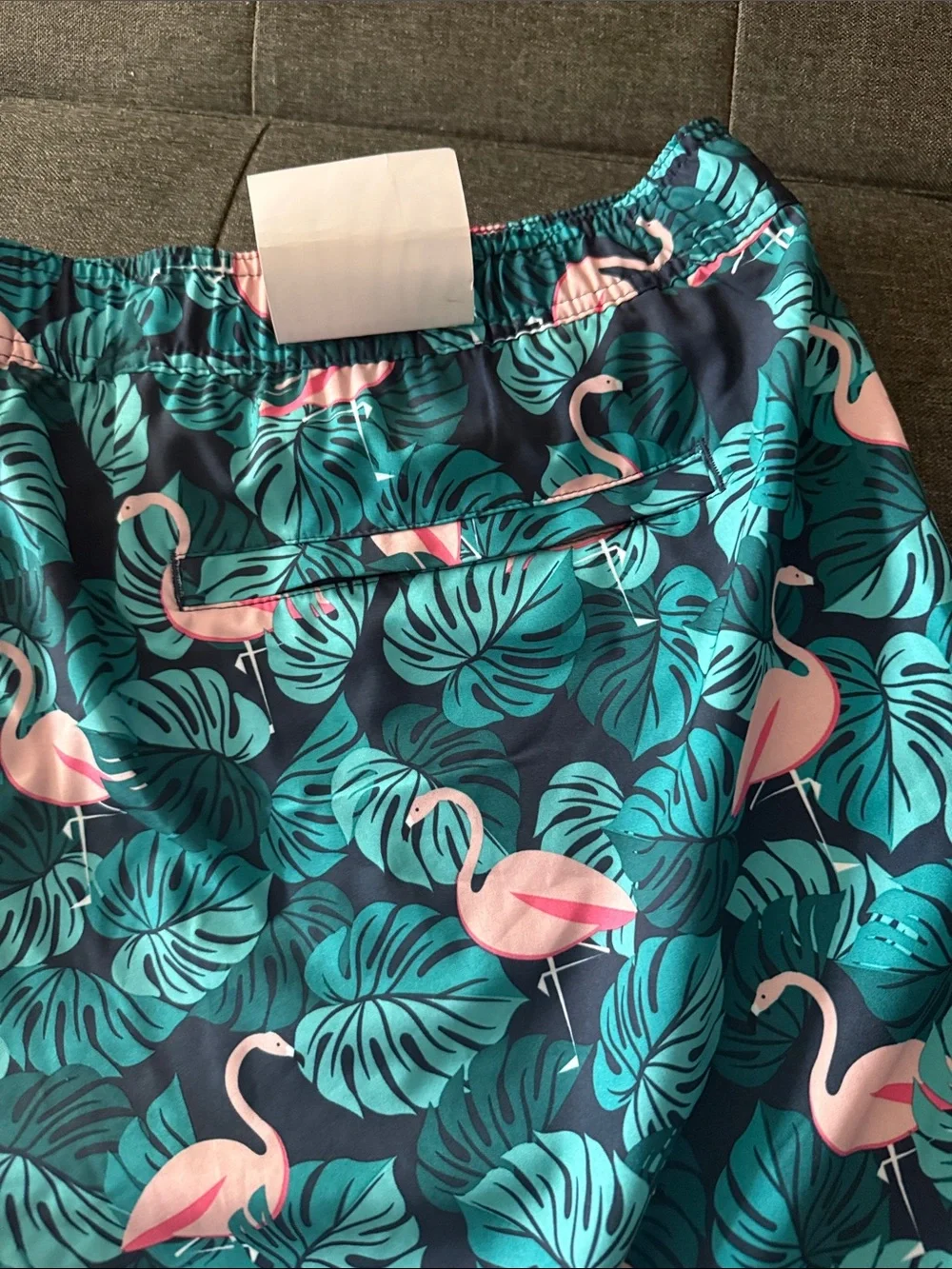 Men's Navy Tropical Flamingo Swim Trunks - Pink & Teal